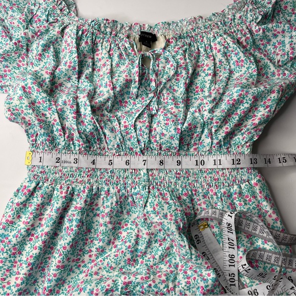 J. Crew Puff Sleeve Midi Dress Prairie Blue Floral Smocked, New w/ Tags, Size 4 - Picture 15 of 15